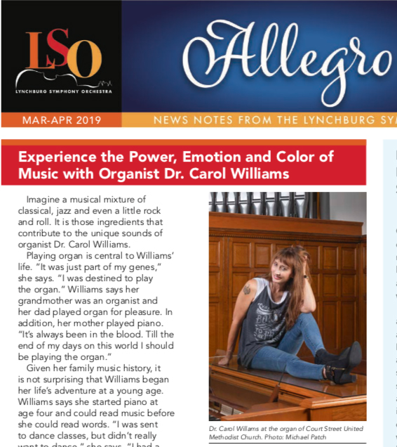 Lynchburg Symphony Orcestra review of Carol Williams