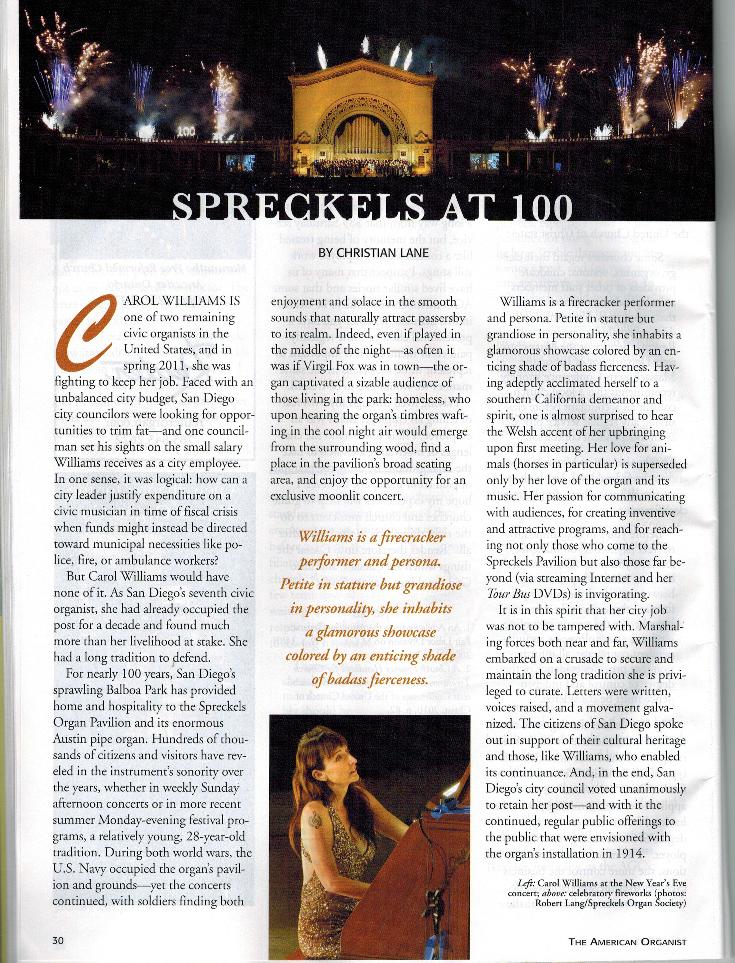 American Guild of Organist article on Carol Williams