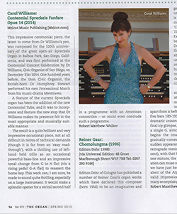 Full Review in "The Organ" (UK) about Dr. Carol Williams